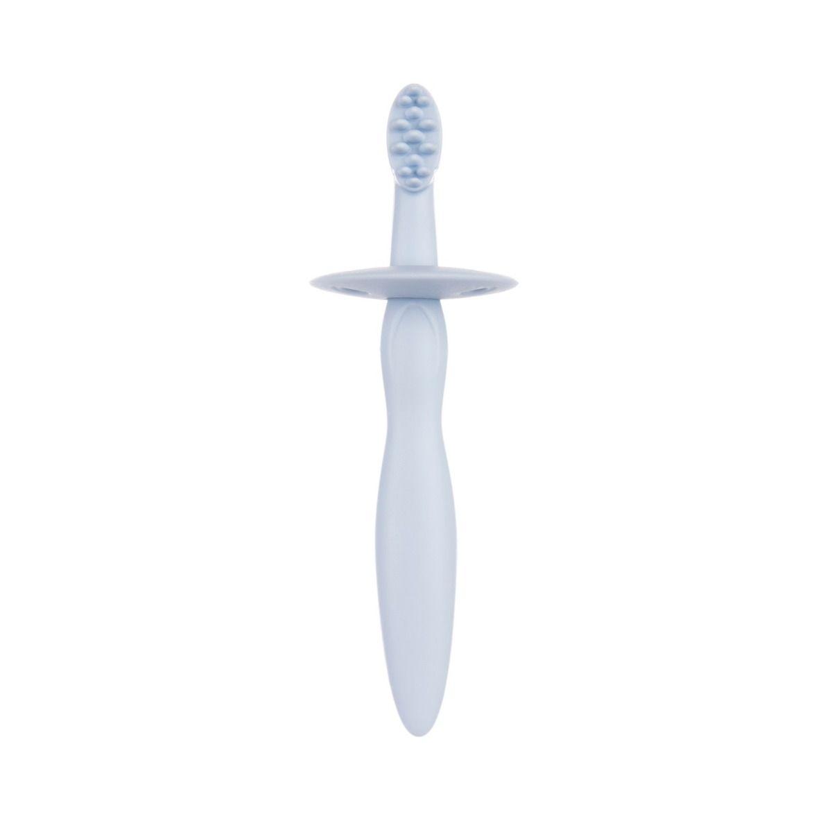 Canpol babies Silicone Toothbrush Blue with Teether and Shield for Gums and First Teeth