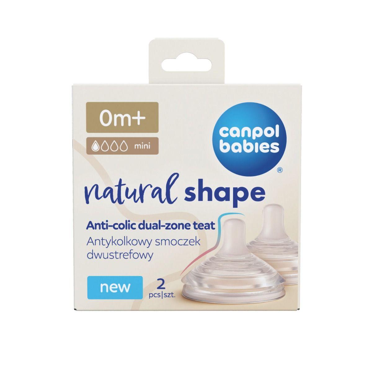 Canpol babies anti-colic dual-zone teat Natural Shape 0m+ 2 pcs