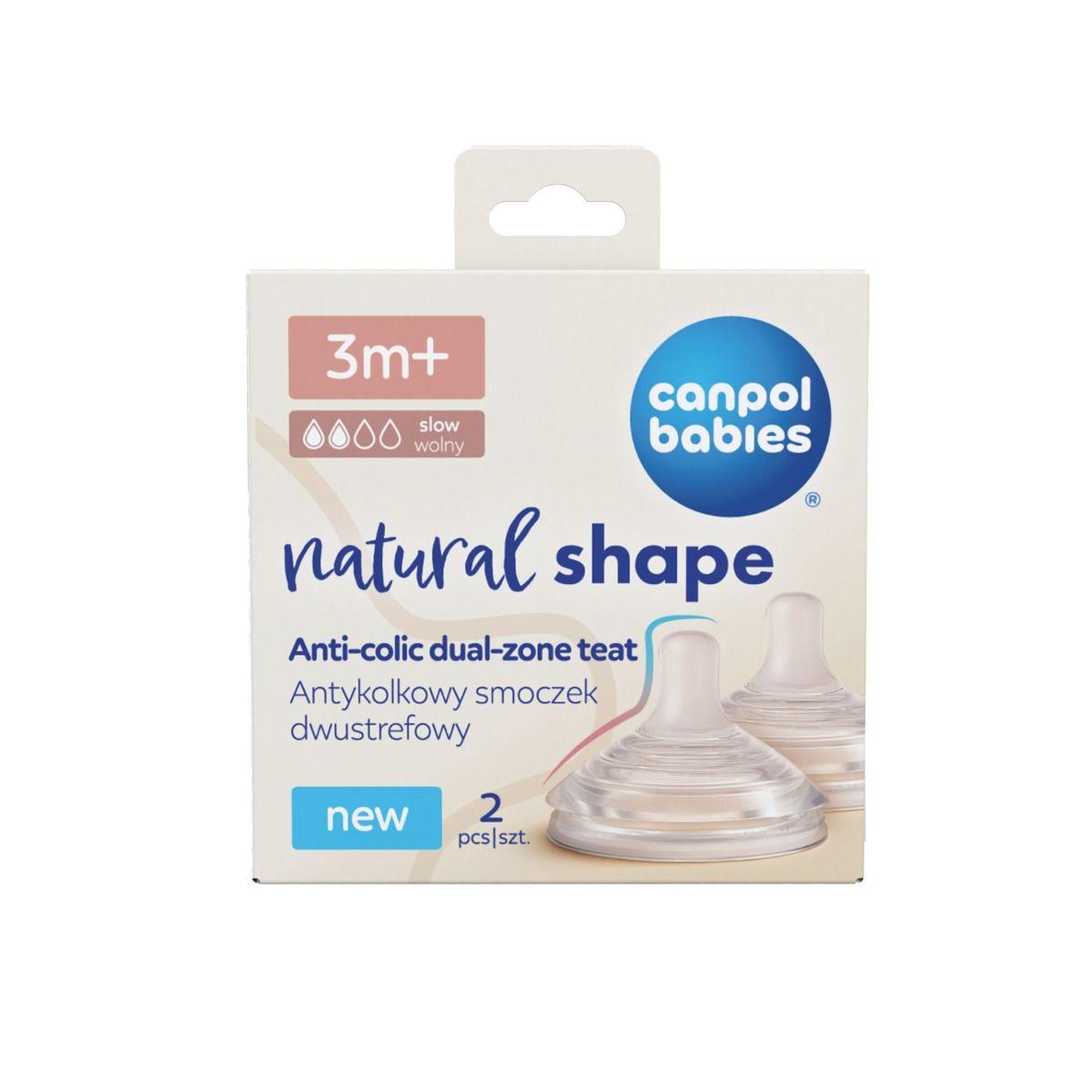 Canpol babies anti-colic dual-zone teat Natural Shape 3m+ 2 pcs