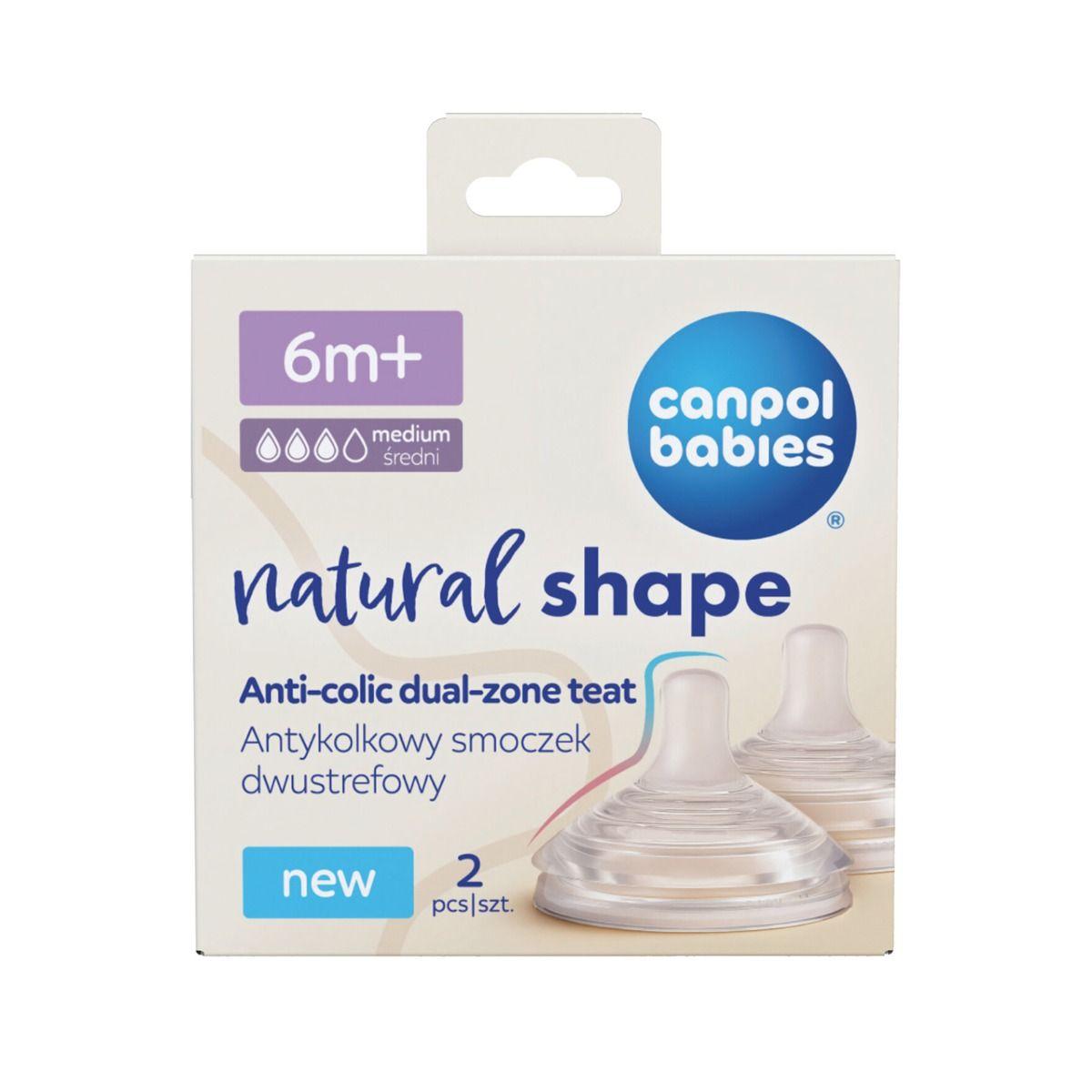Canpol babies anti-colic dual-zone teat Natural Shape 6m+ 2 pcs