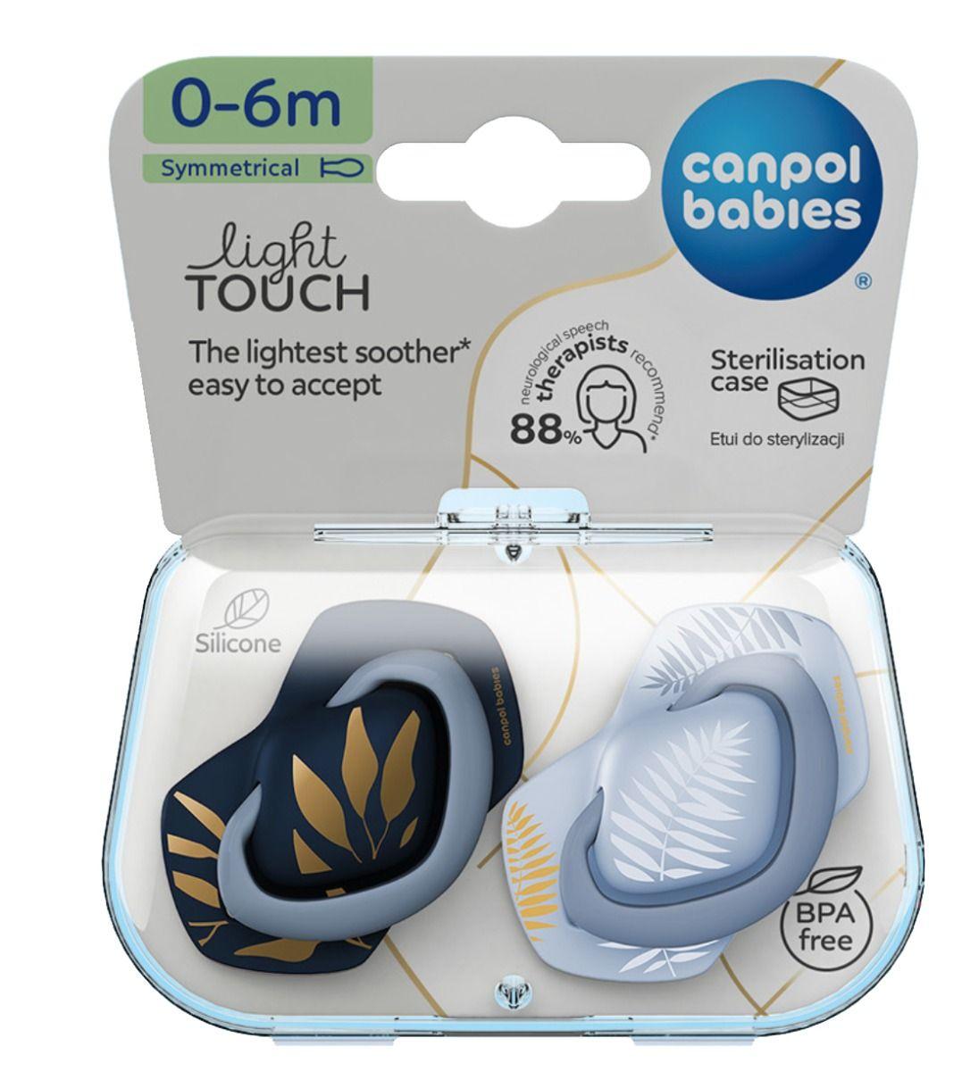 Canpol Gold Babies Light Touch Blue 6-18m Silicone Symetrical Soother 2pcs