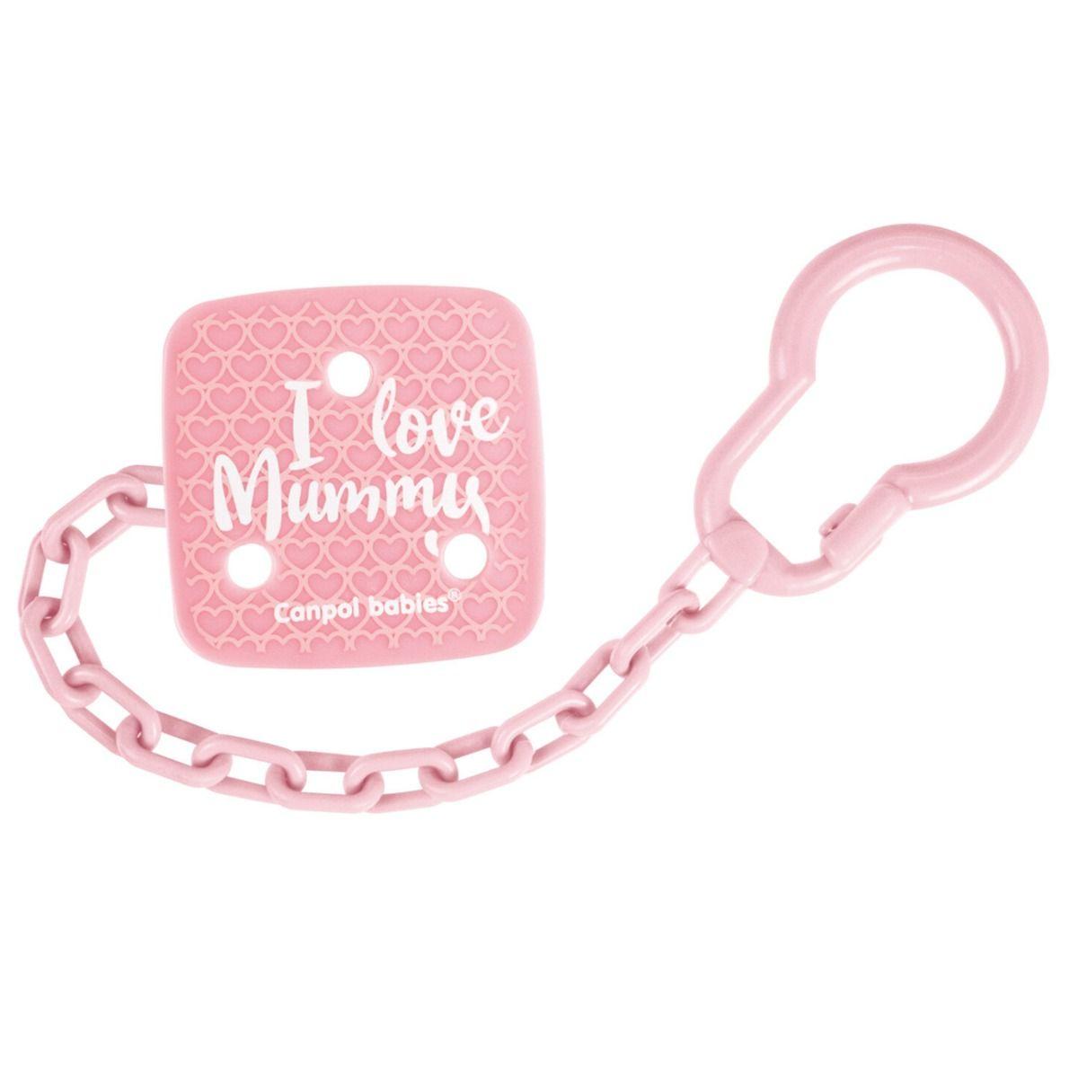 Canpol babies Soother Holder I Love Mummy pink