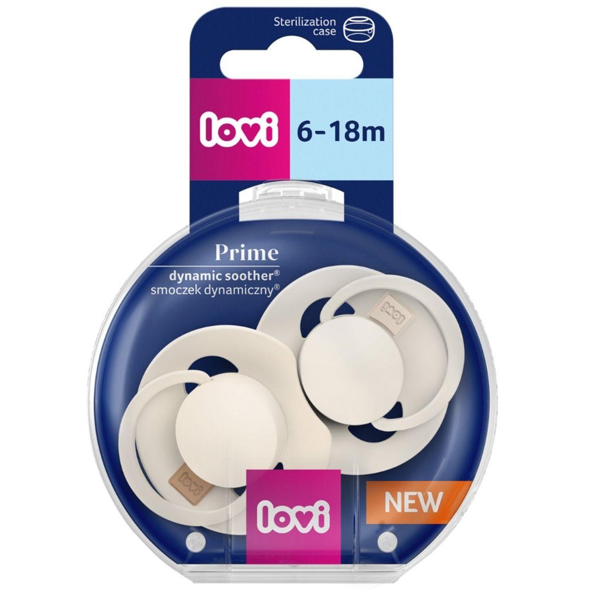 LOVI Prime Silicone Dynamic Soother 6-18m 2 pcs Coconut/Ivory