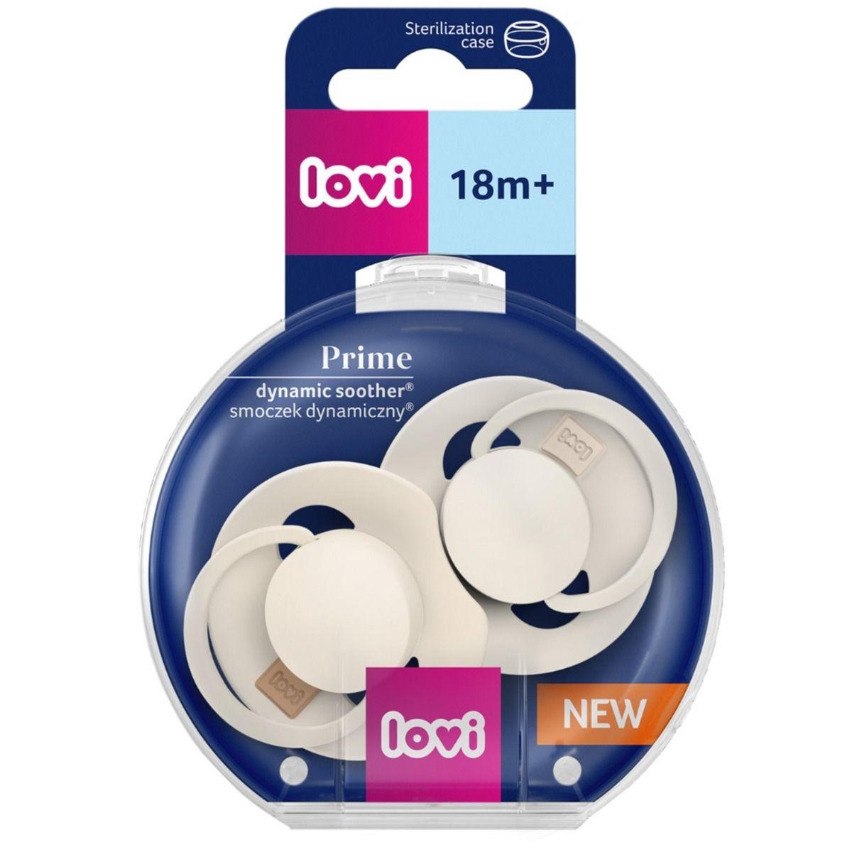 LOVI Prime Silicone Dynamic Soother 18+m 2 pcs Coconut/Ivory