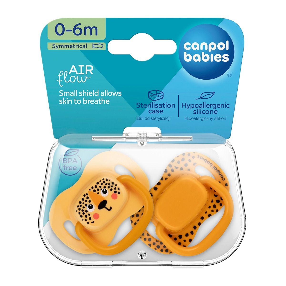Canpol BabiesBoo Orange 0-6m Silicone Symmetrical Soother 2psc