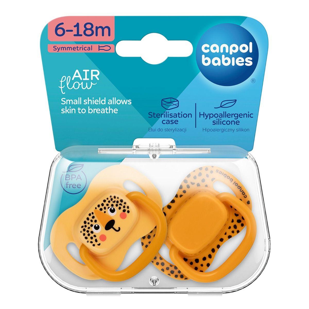 Canpol BabiesBoo Orange 6-18m Silicone Symmetrical Soother 2psc