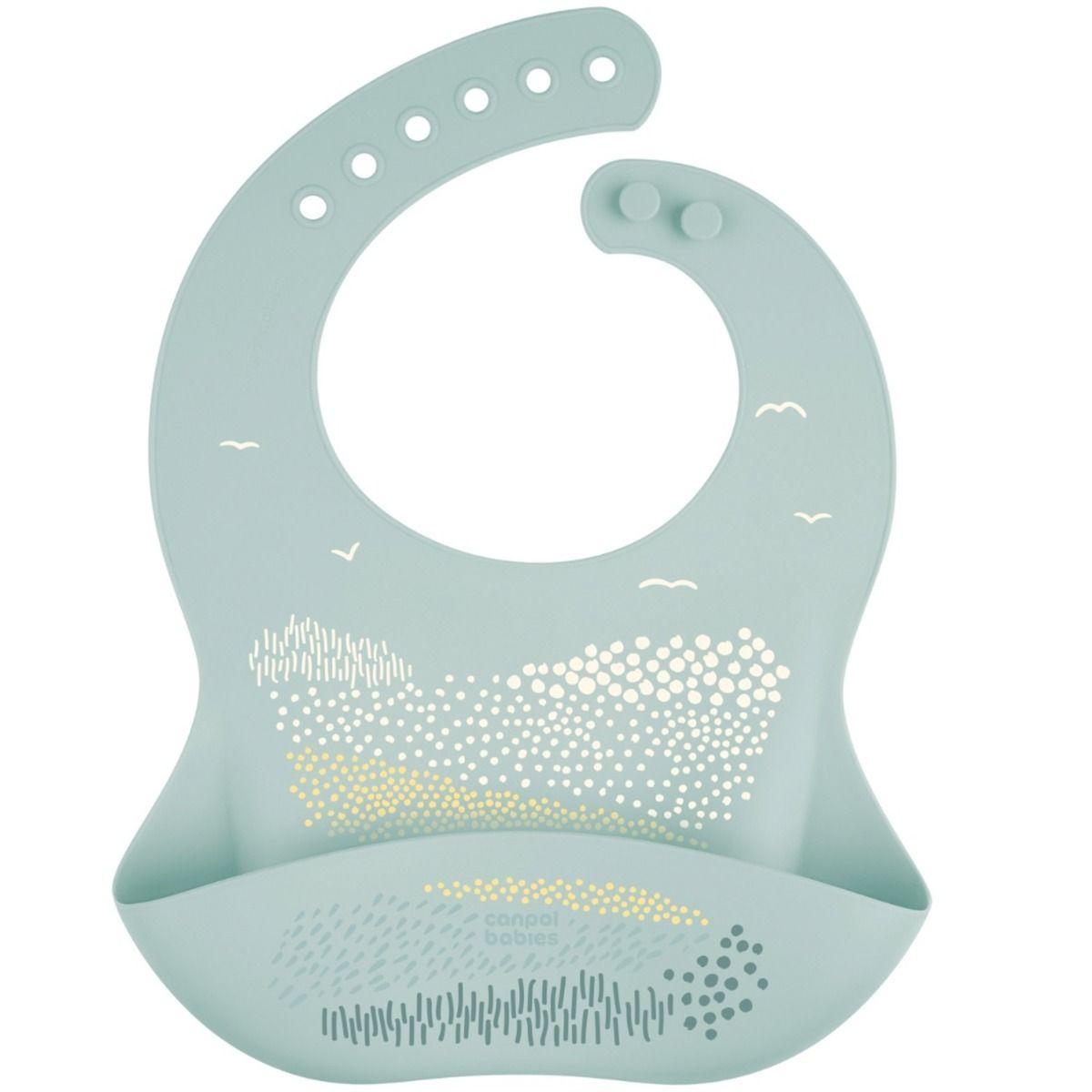Canpol babies Silicone Bib with a Pocket MOUNTAINS