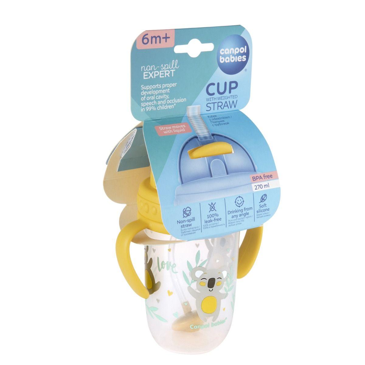 Canpol babies Exotic Yellow Non-spill Cup with Weighted Straw 270ml