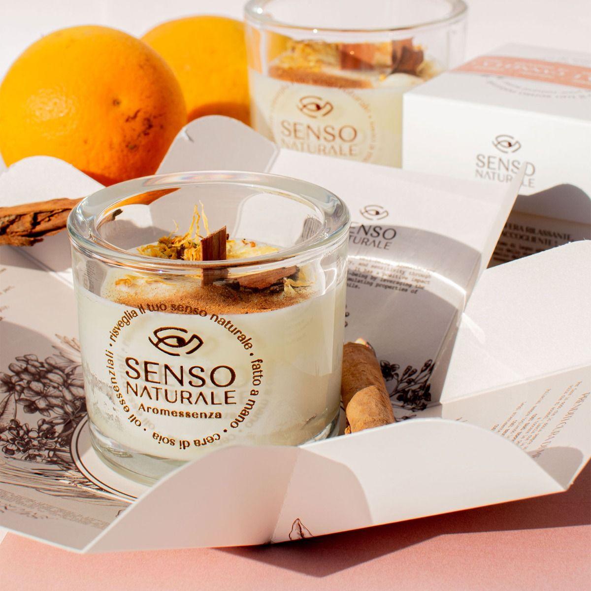 Aromatherapy Orange and Cinammon Soy Wax Candle and Wooden Wick 140g