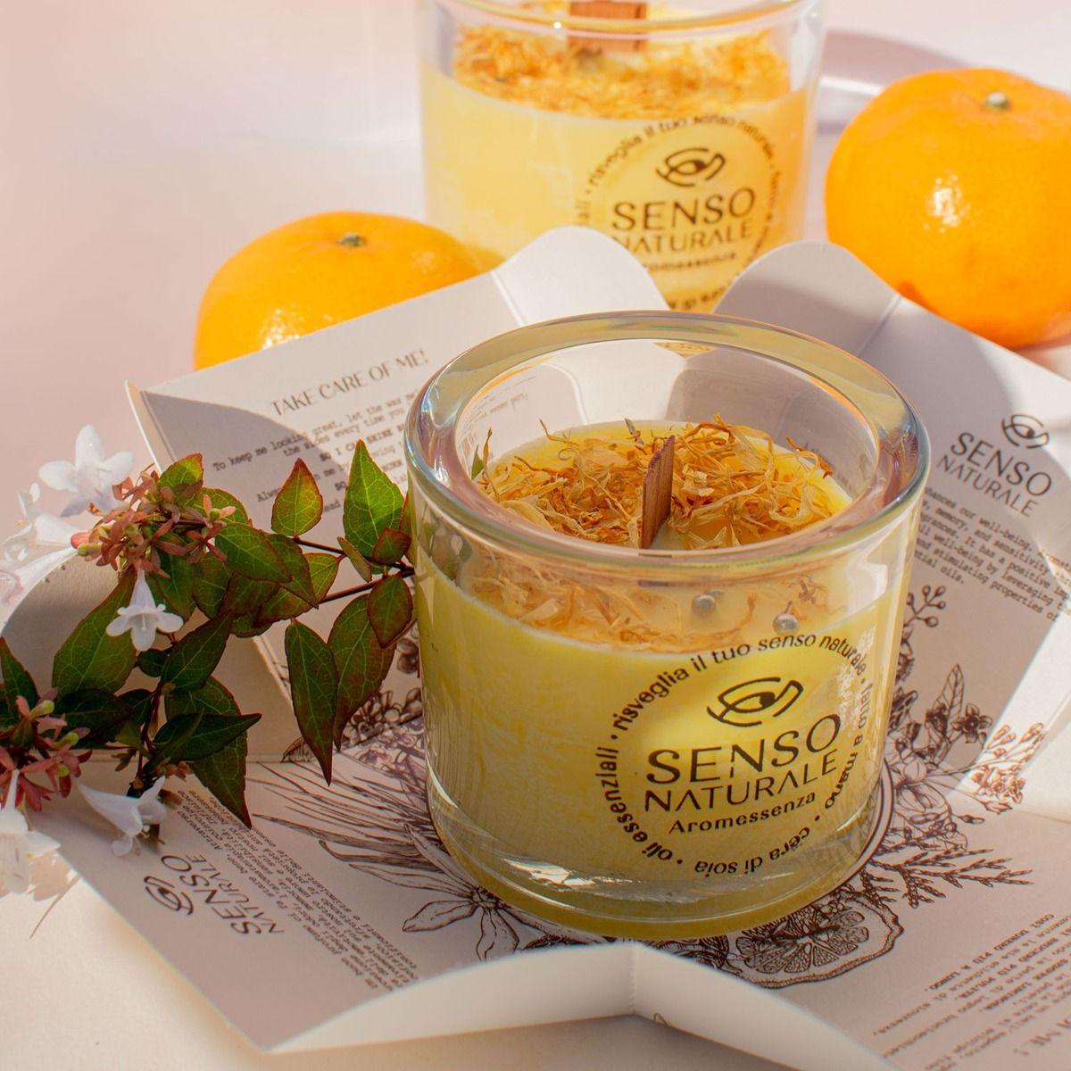 Aromatherapy Vanilla and Tangerine Soy Wax Candle and Wooden Wick 140g