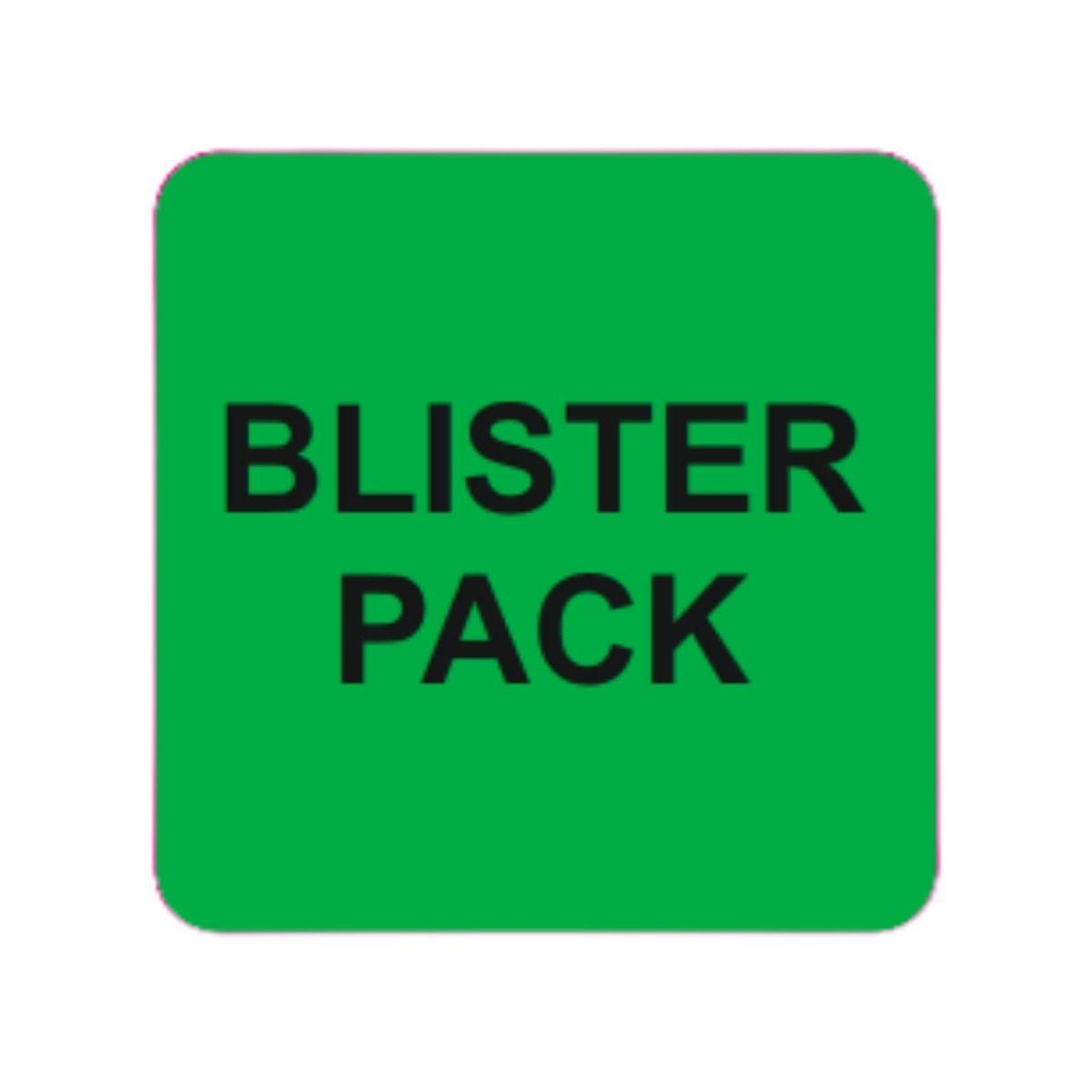BPL Blister Pack Labels Black writing onto green label