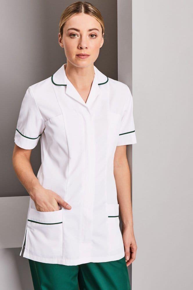 White and  Bottle Green Healthcare Tunic
