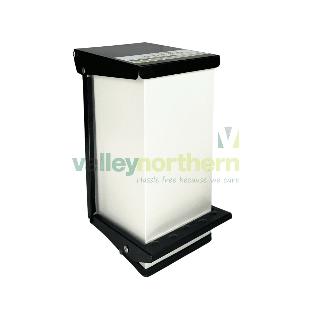 20L Bin with BLACK LID, "DOMESTIC WASTE' Sackholder Fire Retardent Waste Bin - FRB20L-B