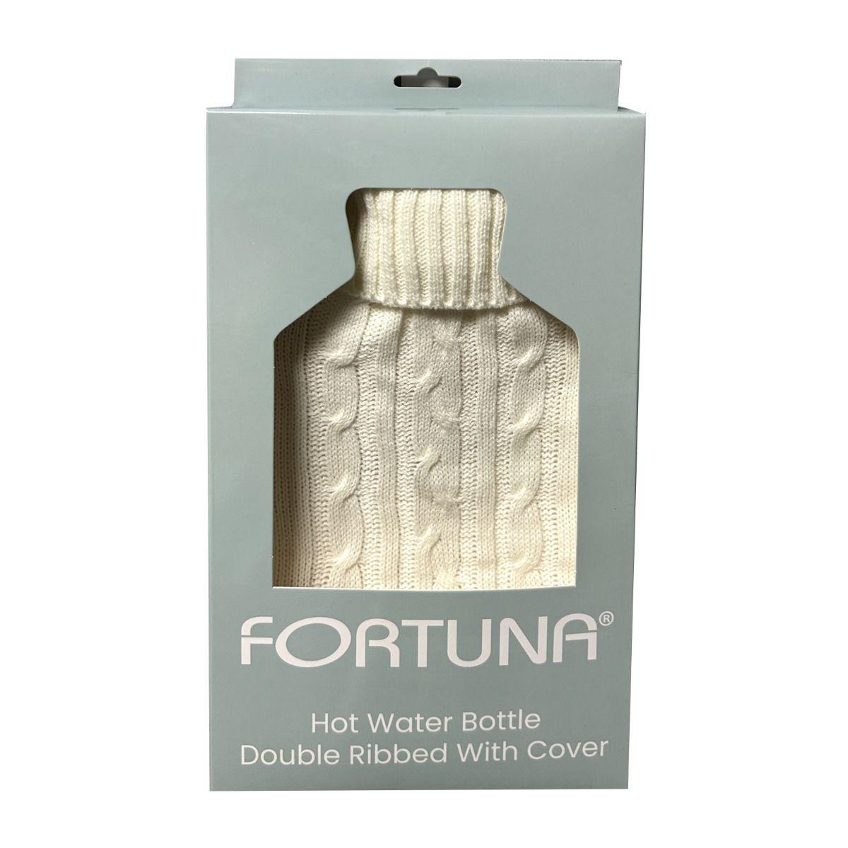 Fortuna Hot Water Bottle with Knitted Cover Cream