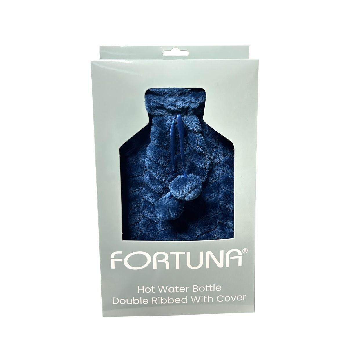 Fortuna Hot Water Bottle with Plush Cover Navy