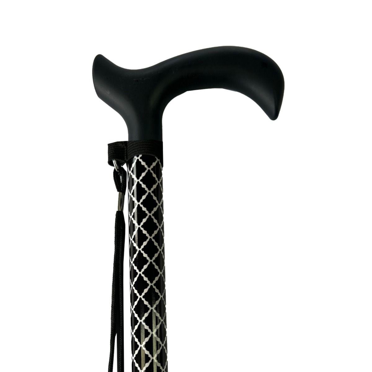 Black & White Walking Stick Height Adjustable Wooden Derby Handle