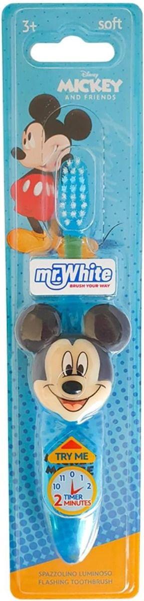 Disney Mickey Mouse Flashing Toothbrush for Kids with 2 Minute Flashing Light, Soft Rounded Bristles, and Comfortable Handle Grip for Children Ages 3+