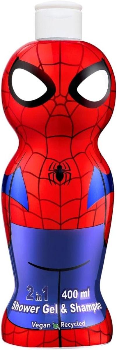 Marvel Spiderman 2-in-1 Shower Gel & Shampoo for Kids & Adults – Vegan, 90% Natural Ingredients, Pleasant Scent, Paraben Free, Hydrating & Gentle Hair & Body Wash for children Ages 3+, 400ml