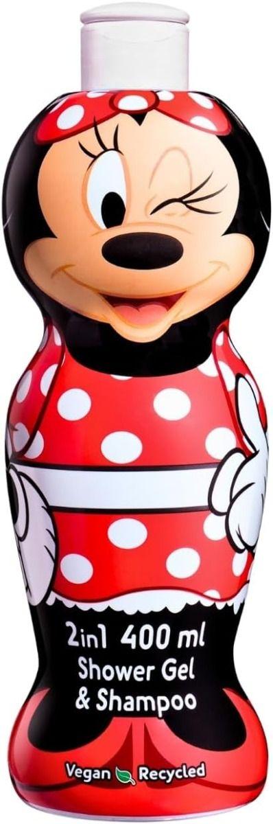 Disney Minnie Mouse 2-in-1 Shower Gel & Shampoo for Kids & Adults – Vegan, 90% Natural Ingredients, Pleasant Scent, Paraben Free, Hydrating & Gentle Hair & Body Wash for children Ages 3+, 400ml