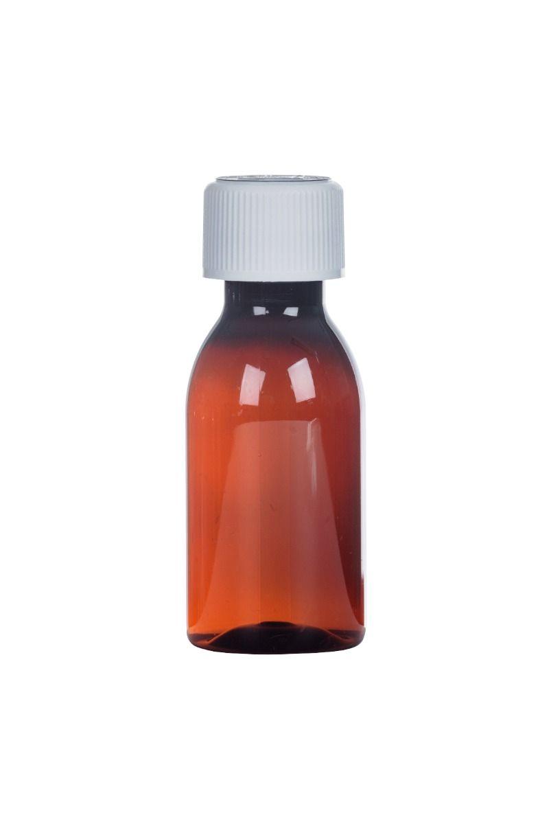 SIR100PET Pharmasafe Amber PET Ready Capped Bottles 100ml
