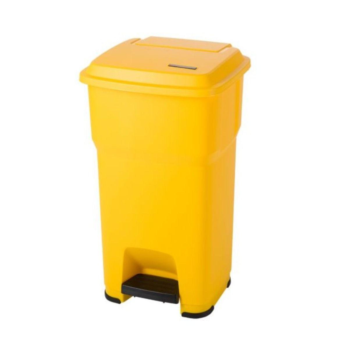 Yellow 85 litre Plastic Step On Pedal Bin H790x490x390mm.