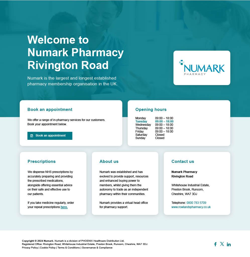 Numark Single Page Website Homepage